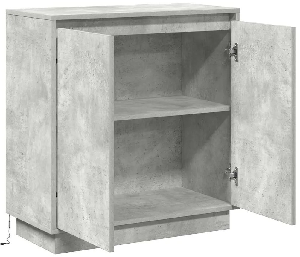 Buffet vidaXL com LED Cinza Concreto 71x34,5x75 cm de madeira engenhei