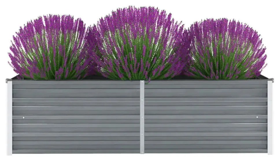 Canteiro elevado de jardim aço galvanizado 160x40x45cm cinzento