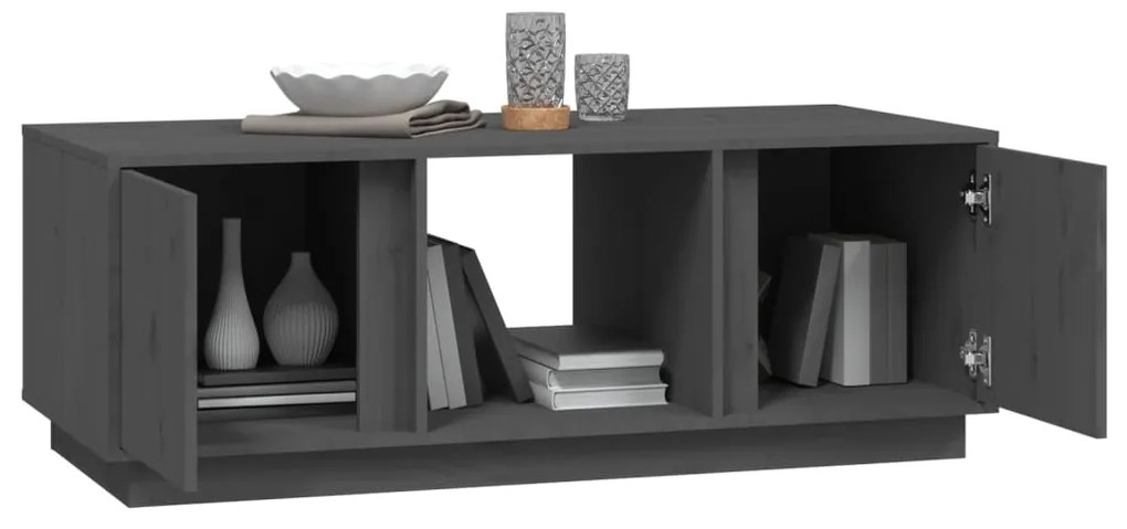 Mesa de centro 110x50x40 cm madeira de pinho maciça cinzento