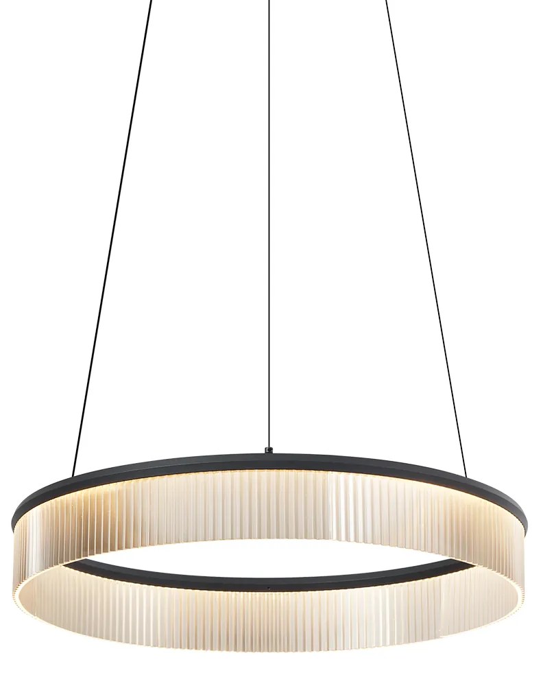 Candeeiro suspenso moderno preto 59cm incl. LED regulável em 3 níveis - Anello Chandelier Moderno