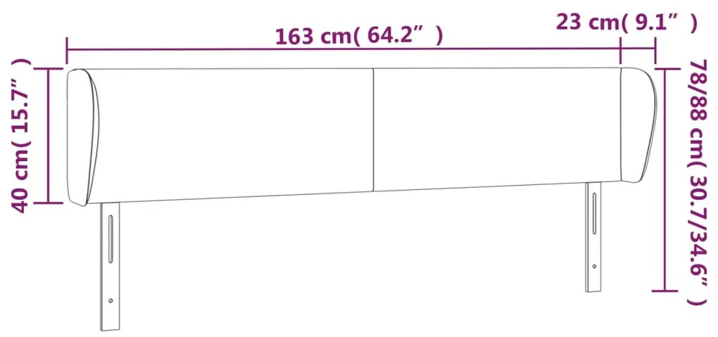 Cabeceira de cama c/ abas tecido 163x23x78/88 cm preto