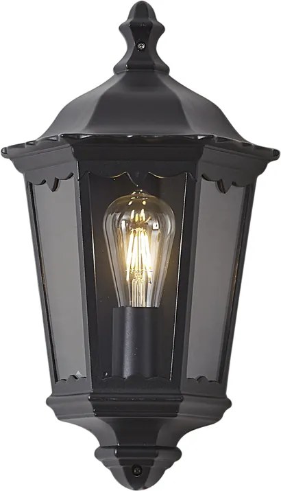 Lanterna de parede exterior clássica preta IP44 - Havana Half