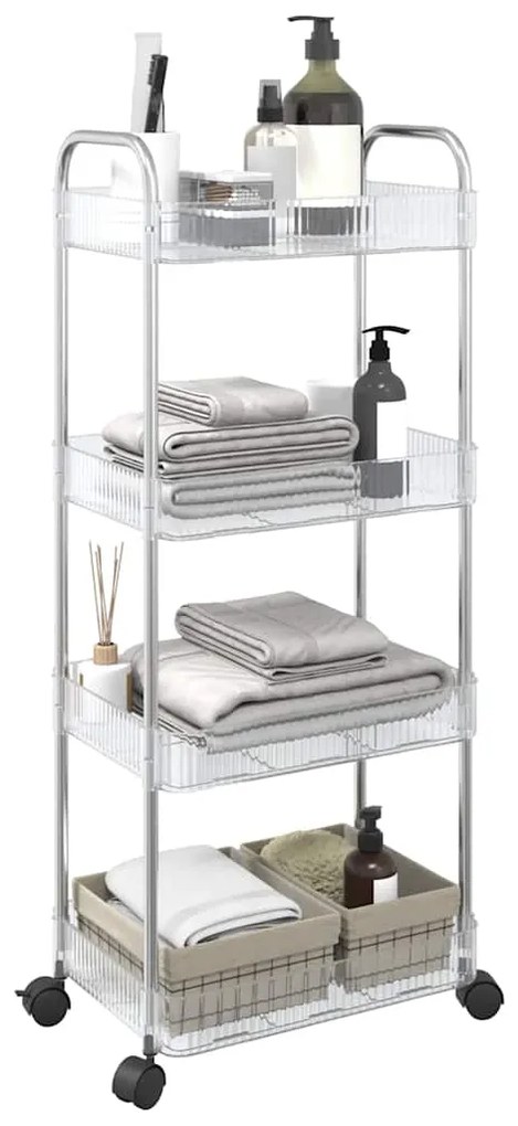 vidaXL Carrinho arrumação 4 camadas transparente 37x28x95 cm acrílico
