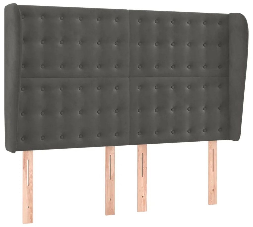 Cama box spring c/ colchão/LED 140x200cm veludo cinzento-escuro