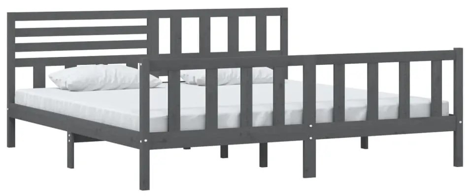 Estrutura de cama 200x200 cm madeira maciça cinzento