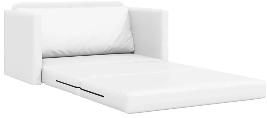 Sofá Cama de Chão 2-em-1 Branco 124x71x78 cm Couro Sintético