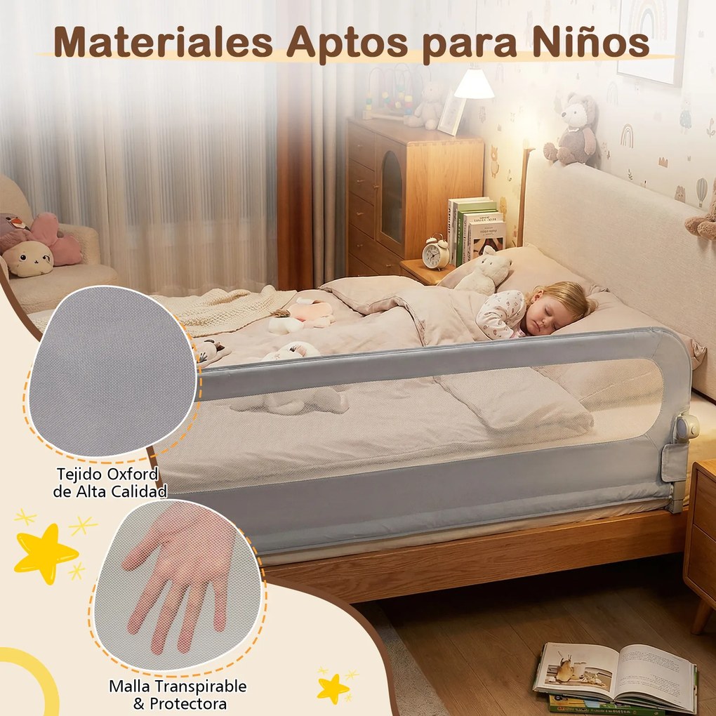 Conjunto 3 Barras dobrável para cama infantil Inclui 2 peças de 198 cm e 1 de 178 cm com capa removível em tecido Oxford, base em forma de U e correia