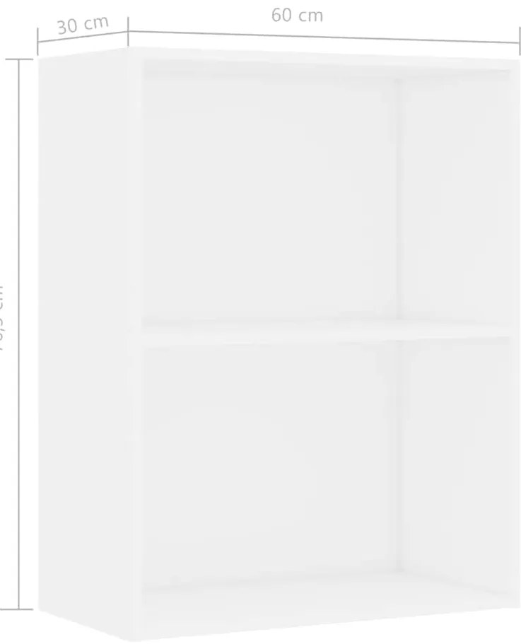 Estante com 2 prateleiras 60x30x76,5 cm contraplacado branco