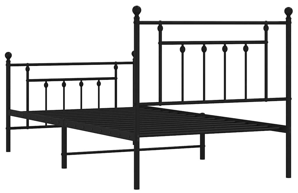 Estrutura de cama com cabeceira e pés 100x190 cm metal preto