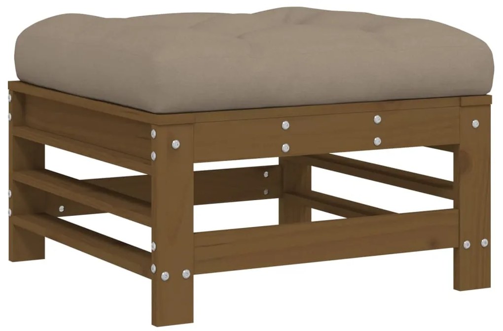 Apoios pés jardim c/ almofadões 2 pcs pinho maciço castanho-mel