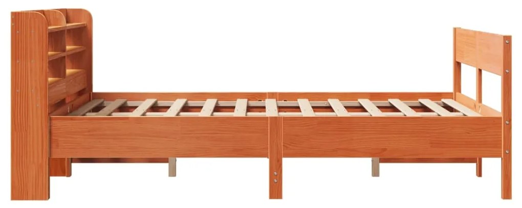 Cama sem colchão 140x200 cm madeira pinho maciça castanho-mel