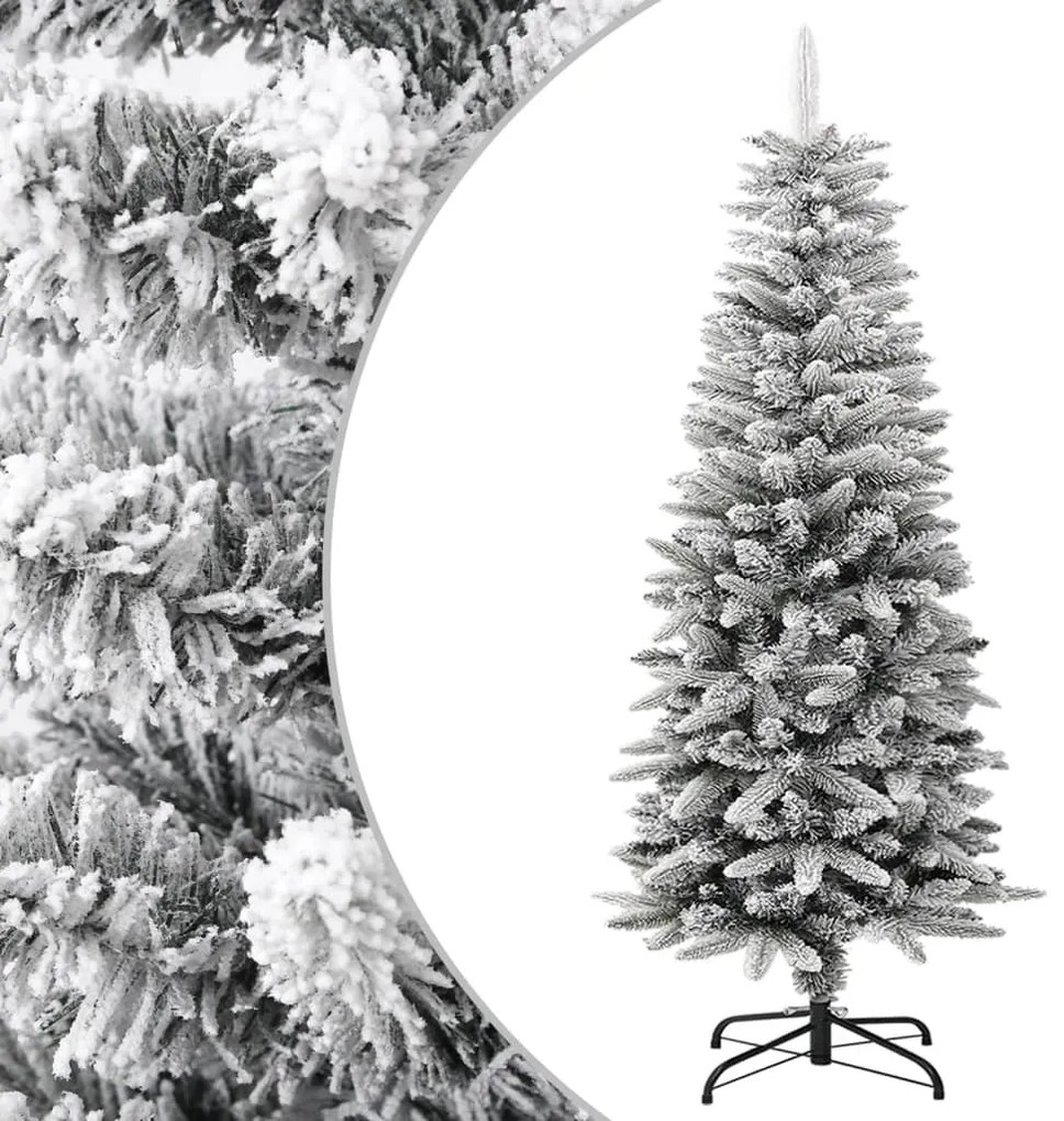 vidaXL Árvore de Natal artificial fina com neve PVC e PE 120 cm