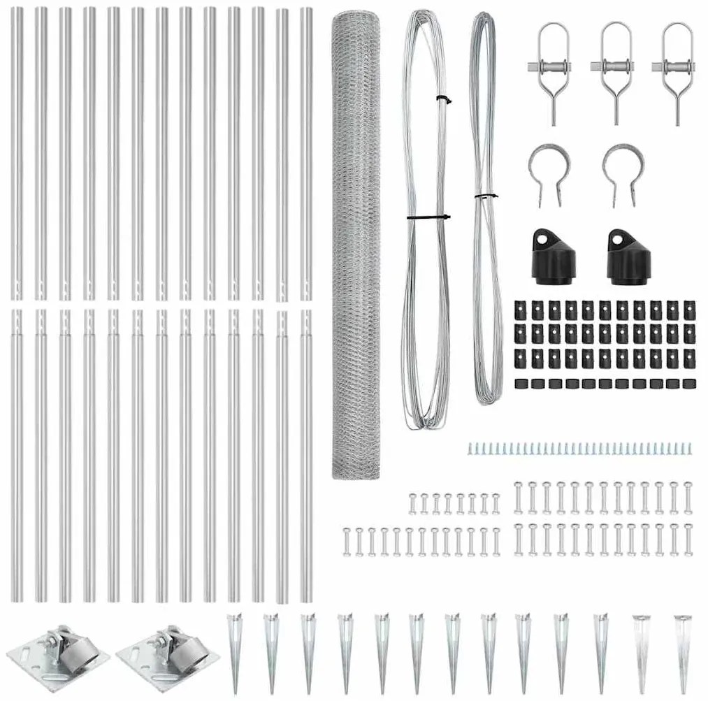 Conjunto de Cercas Conjunto de 2 Aço galvanizado 25 x 1,5 m