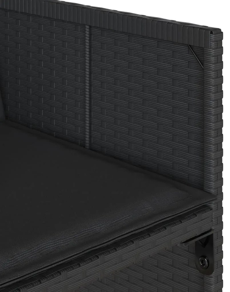 17 pcs conjunto de jantar p/ jardim c/ almofadões vime PE preto