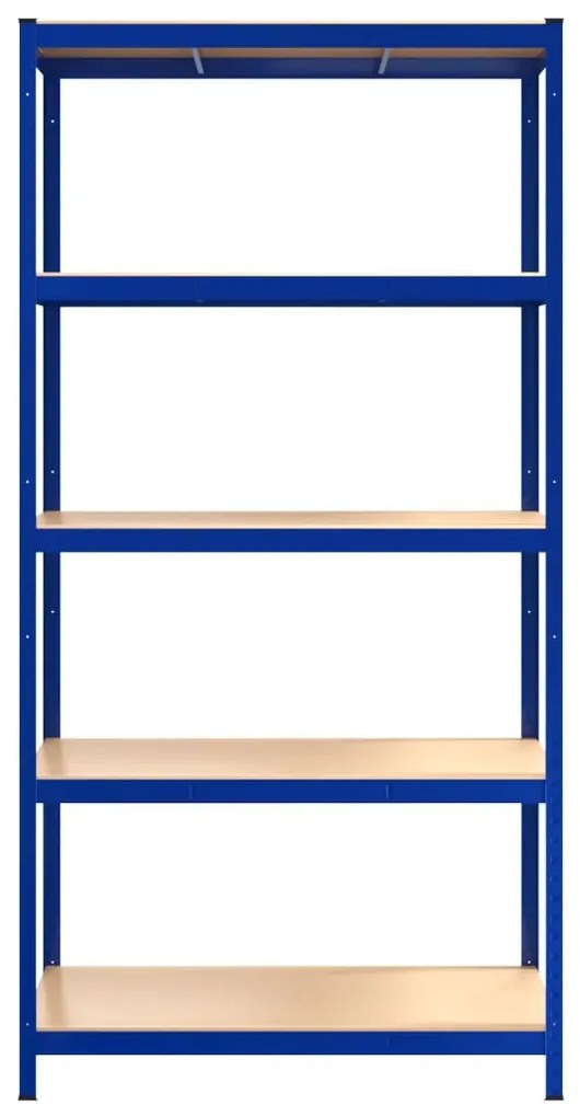 5-Layer Storage Shelf Blue Steel&Madeira de engenharia