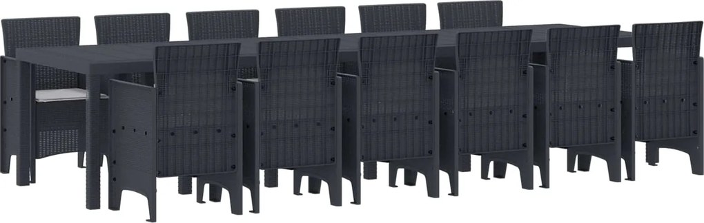 vidaXL Conjunto de Jantar para Jardim 13 pcs Antracite Rattan Polt