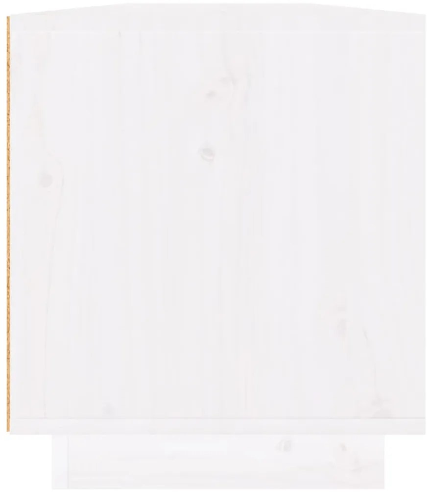 Móvel de TV 110x34x40 cm madeira de pinho maciça branco