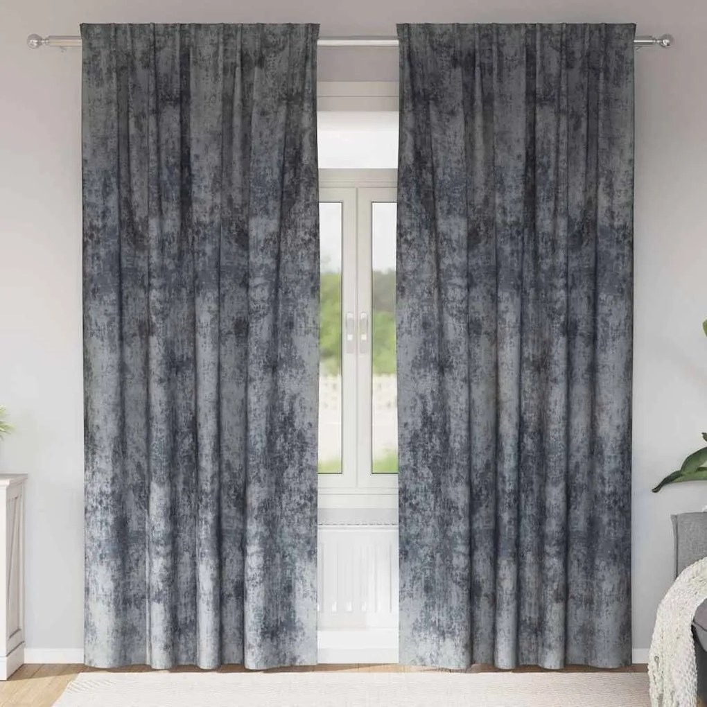 vidaXL Cortinas de Veludo 2 pcs com Ilhós Cinza Prata 260x140 cm