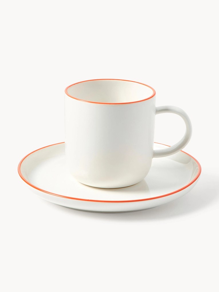 Chávenas de café em porcelana com pires Facile, conjunto de 2