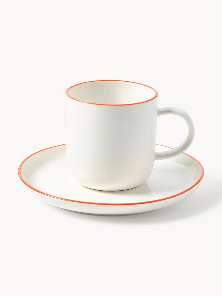 Chávenas de café em porcelana Facile com pires, conjunto de 2