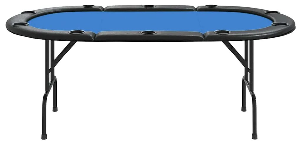 Mesa de póquer dobrável 10 jogadores 207x106x76 cm azul