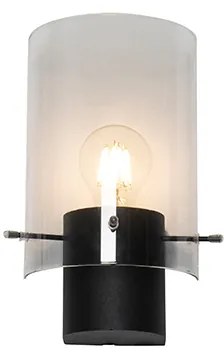 Candeeiro de parede vintage preto com vidro fumê - Vidra Moderno
