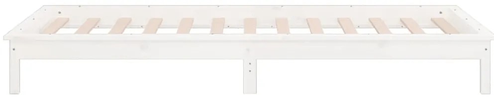 Estrutura de cama c/ luzes LEDs 100x200cm madeira maciça branco