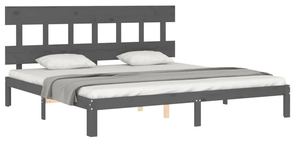 Estrutura de cama com cabeceira 200x200 cm madeira maciça cinza