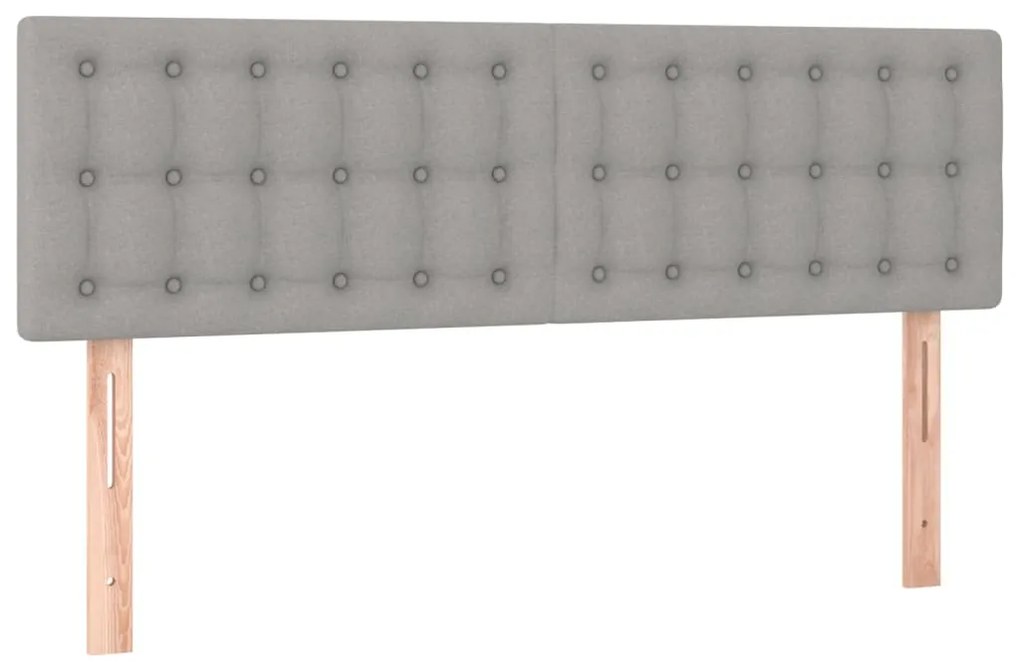 Cabeceira de cama c/ luzes LED tecido 144x5x78/88cm cinza-claro