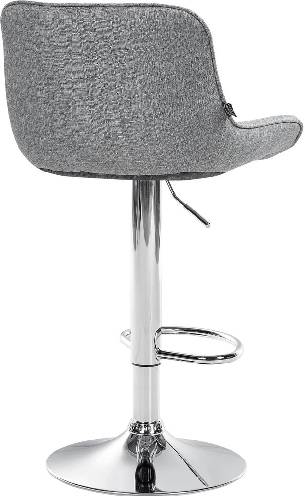 Banco alto em tecido com estrutura prateada 85-106 x 49 x 51 cm cinzento