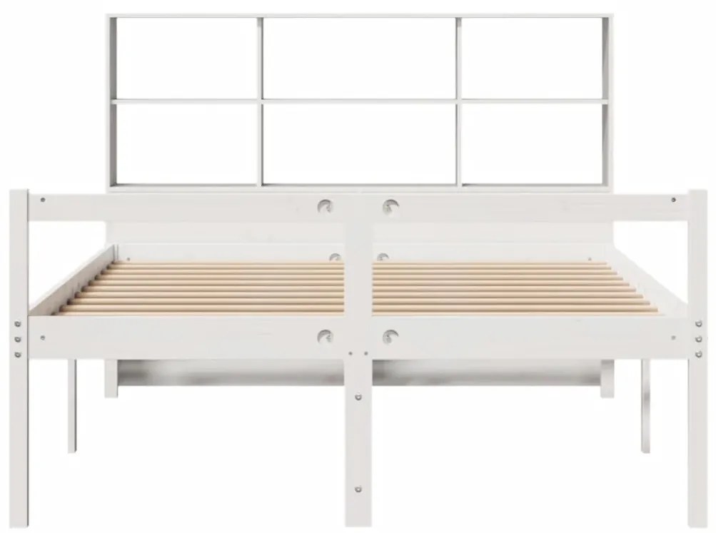 Cama com estante sem colchão 150x200 cm pinho maciço branco