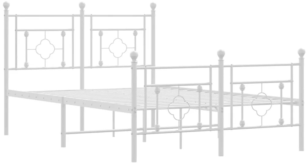Estrutura de cama com cabeceira e pés 120x190 cm metal branco