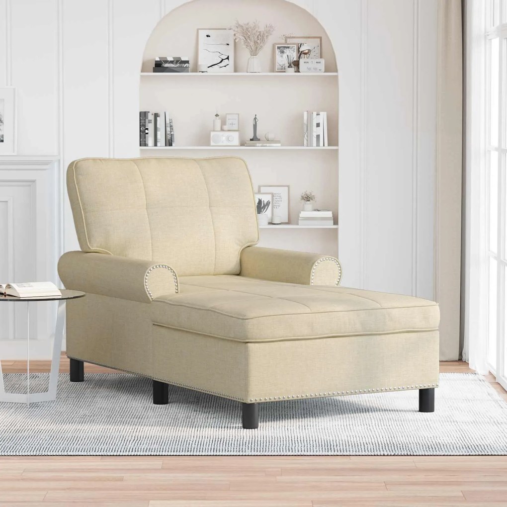 vidaXL Chaise Lounge com almofada Creme 91 x 157 x 91 cm tecido