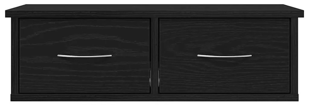 Prateleira de gaveta montada na parede vidaXL Preto Carvalho 60x26x18,