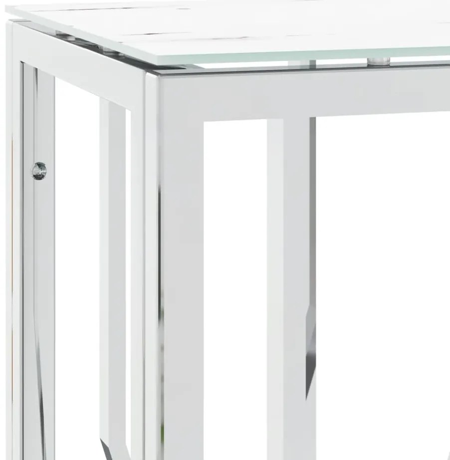 Mesa consola 70x30x70 cm aço inoxidável e vidro prateado