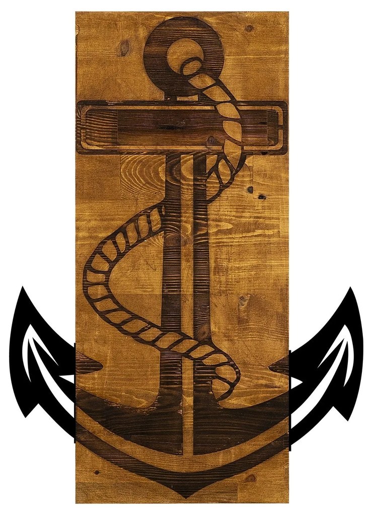 Acessório Decorativo de Parede Ancora – Nogueira e Preto – 41 x 58 cm