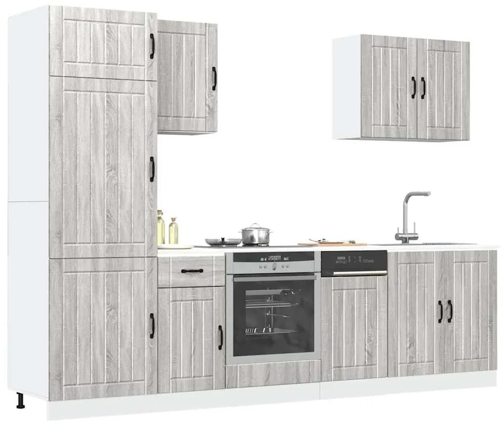 vidaXL 7 peças armário de cozinha conjunto Lucca cinza sonoma