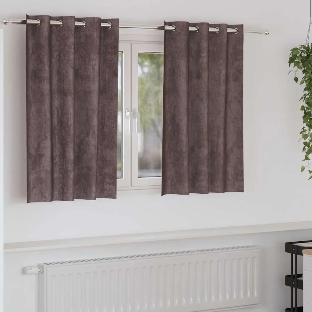 vidaXL Cortinas de Veludo 2 pcs Castanho 140 x 140 cm Veludo