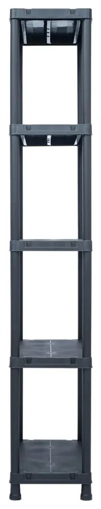 Estantes de arrumação 2 pcs preto 125 Kg 60x30x180 cm plástico