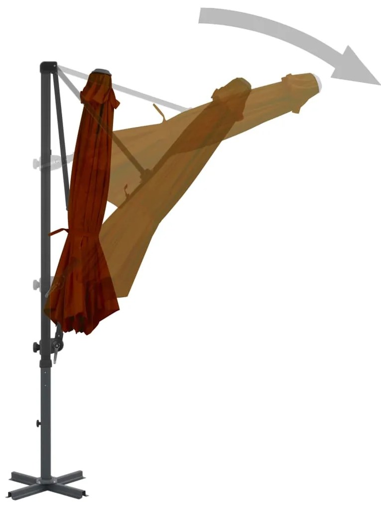 Guarda-sol jardim cantilever c/ poste alumínio 300cm terracotta