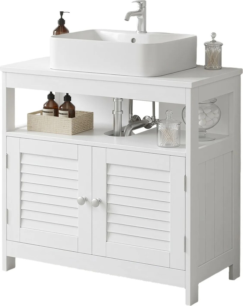 Armário de casa de banho para lavatório (NÃO INCLUIDO) com 2 portas de lâminas 30 x 60 x 60 cm Branco