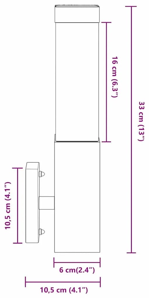 Luminárias de Parede Externas 2 pcs Prateado Aço Inoxidável IP44