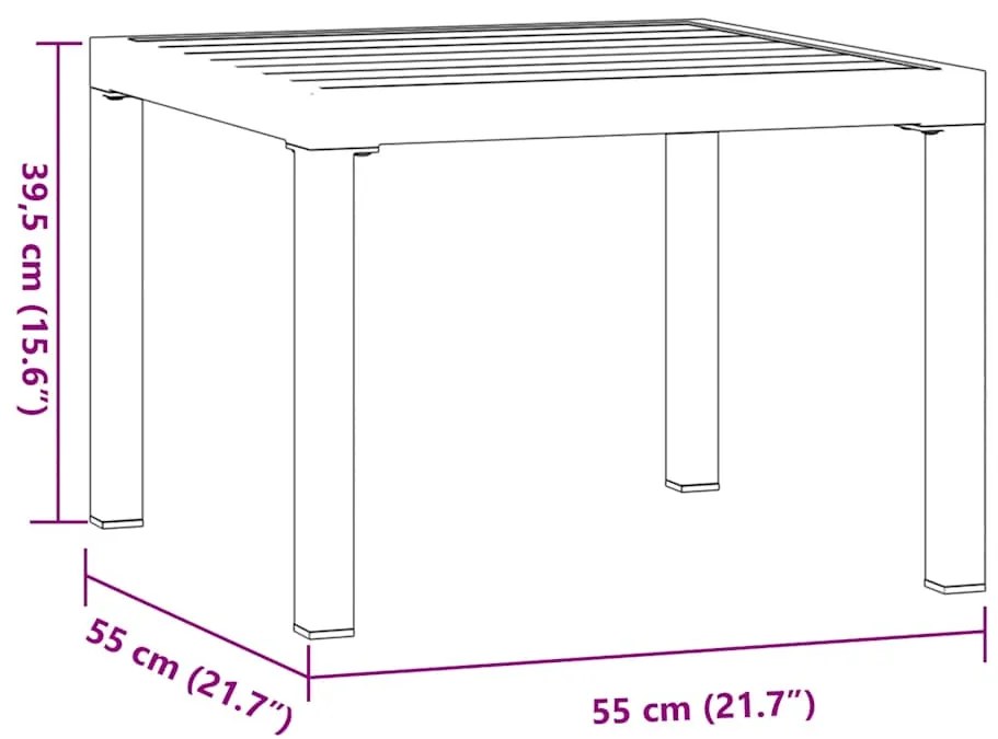Mesa de centro p/ jardim 55x55x39,5 cm aço revestido a pó preto