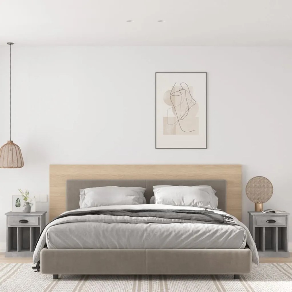 vidaXL Mesas de cabeceira 2 pcs 43x36x50 cm cinzento cimento