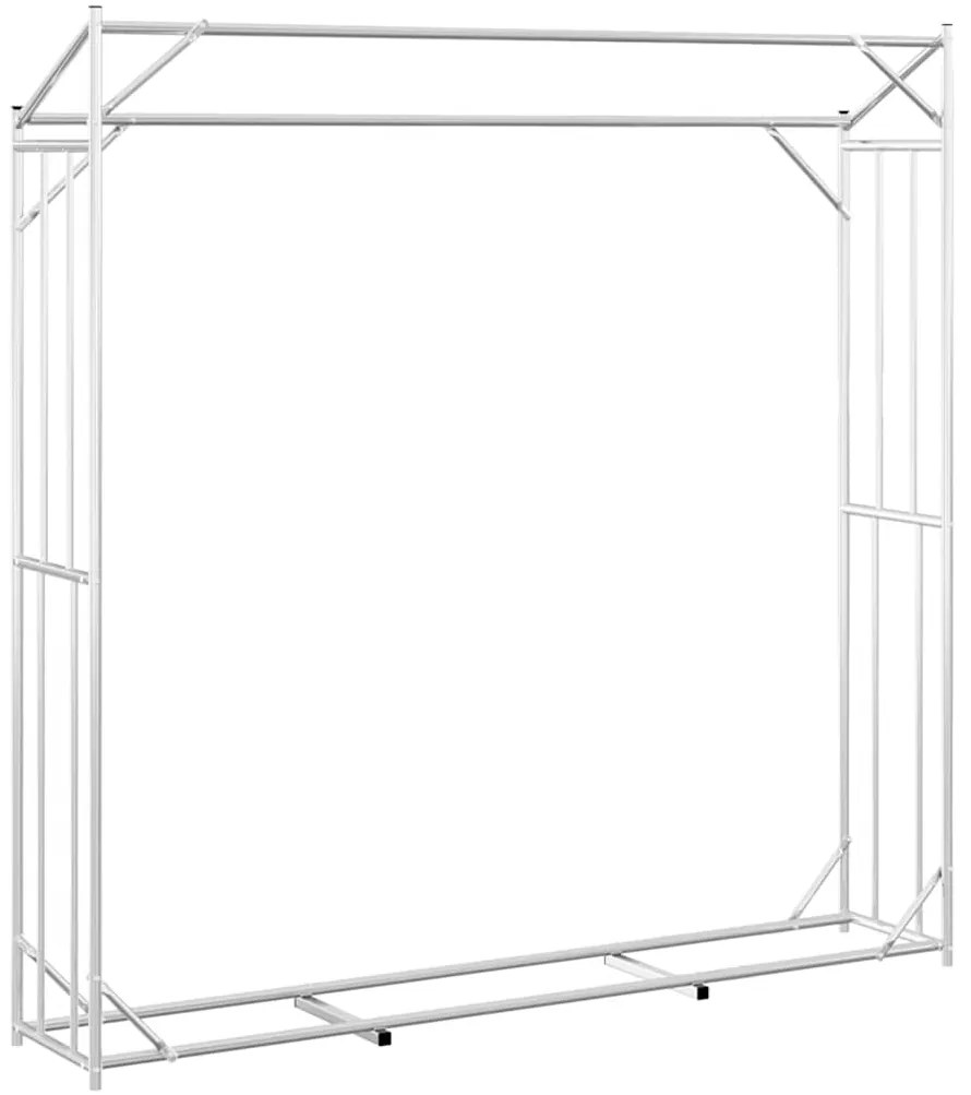 Rack de lenha com tampa de chuva 200x40x200 cm aço galvanizado