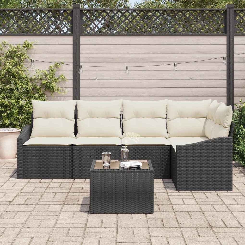 Conjunto de Jantar para Jardim de 5 Peças com Almofadas em Rattan Sint