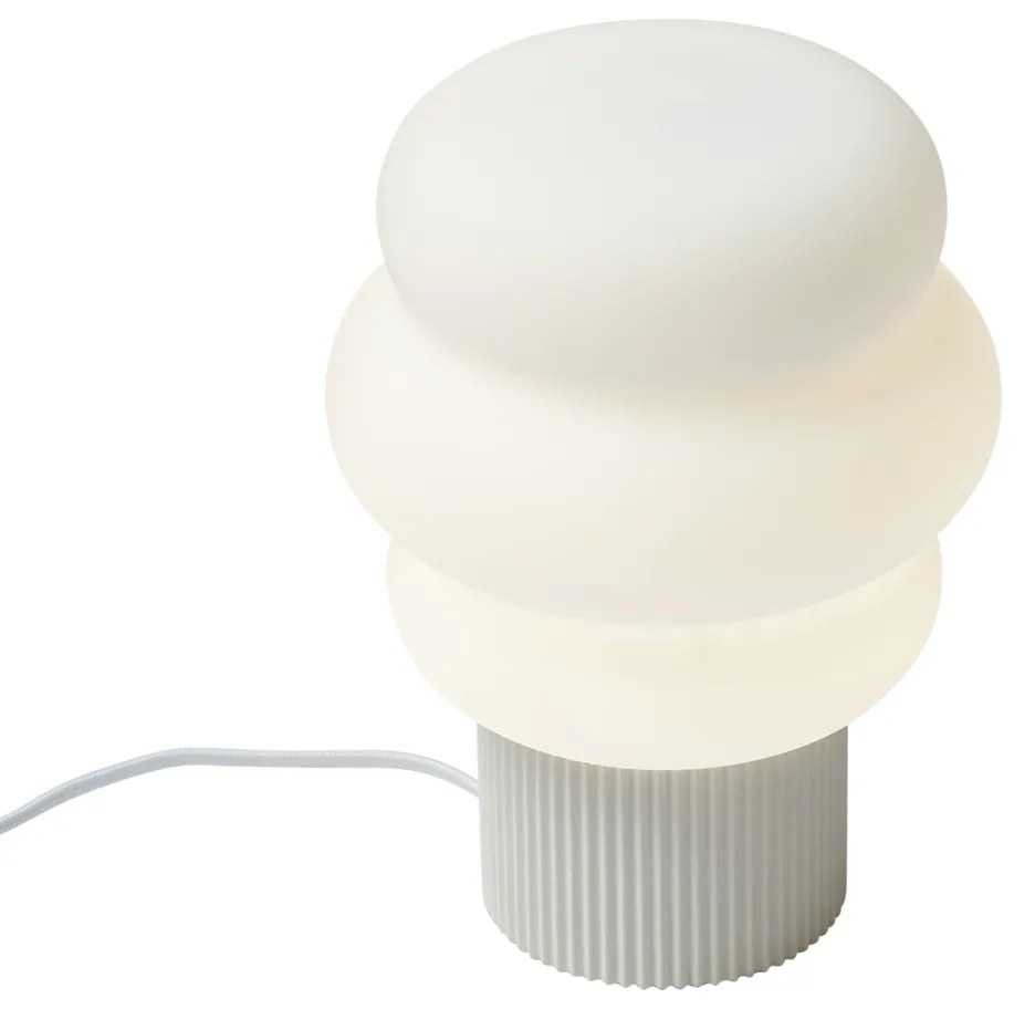 Candeeiro de Mesa Japandi Bege com Vidro Opalino 18cm - Miele Japandi