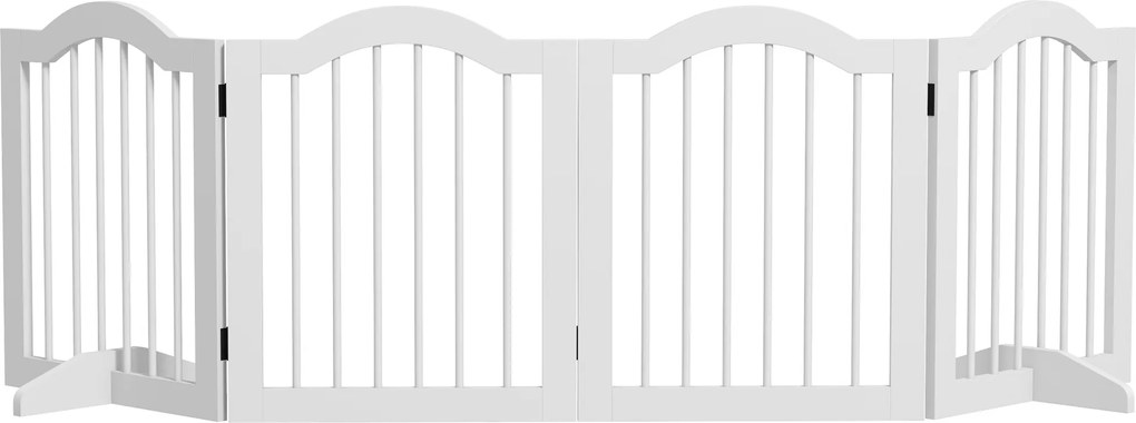 PawHut Barreira de Segurança Dobrável para Cães Pequenos com 4 Painéis e Pés 208x61 cm Branco | Aosom Portugal