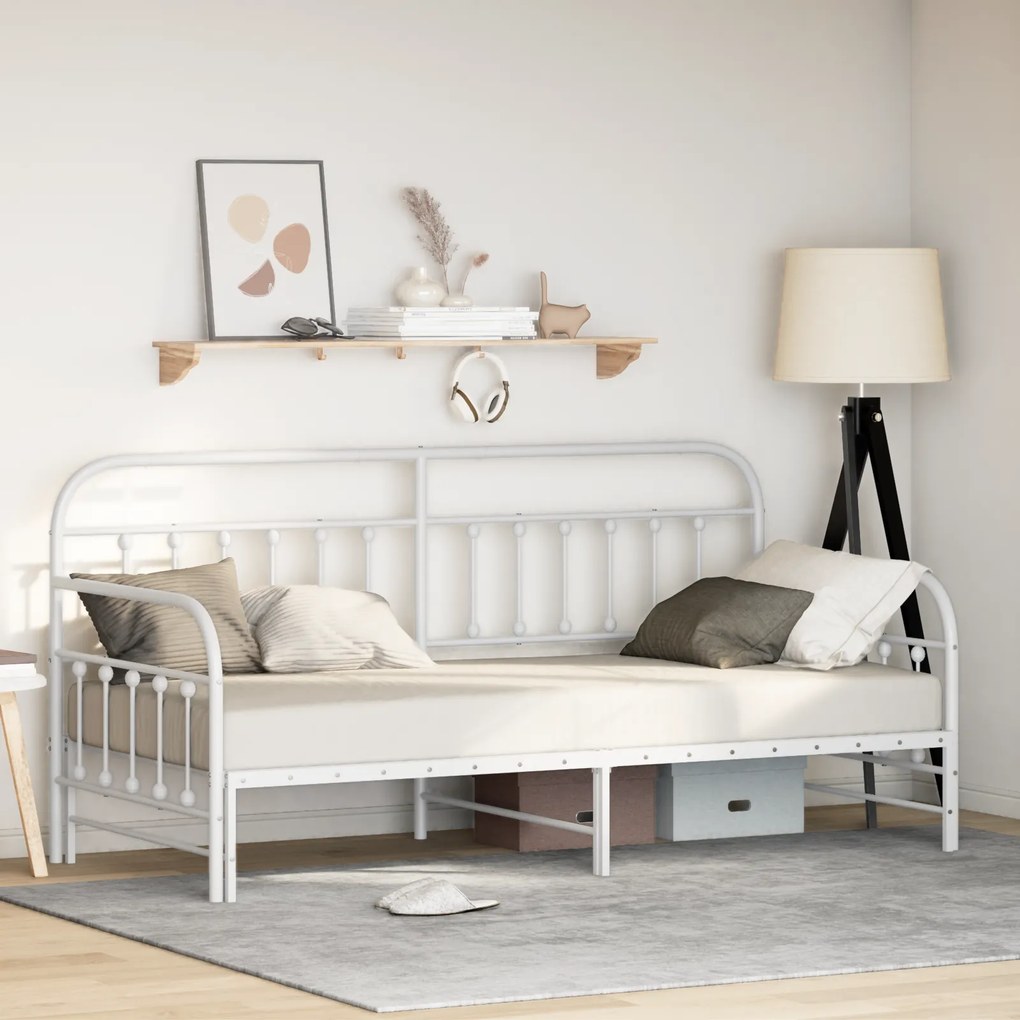 Estrutura de Daybed com Cama Auxiliar vidaXL Branca 100x200 cm Aço