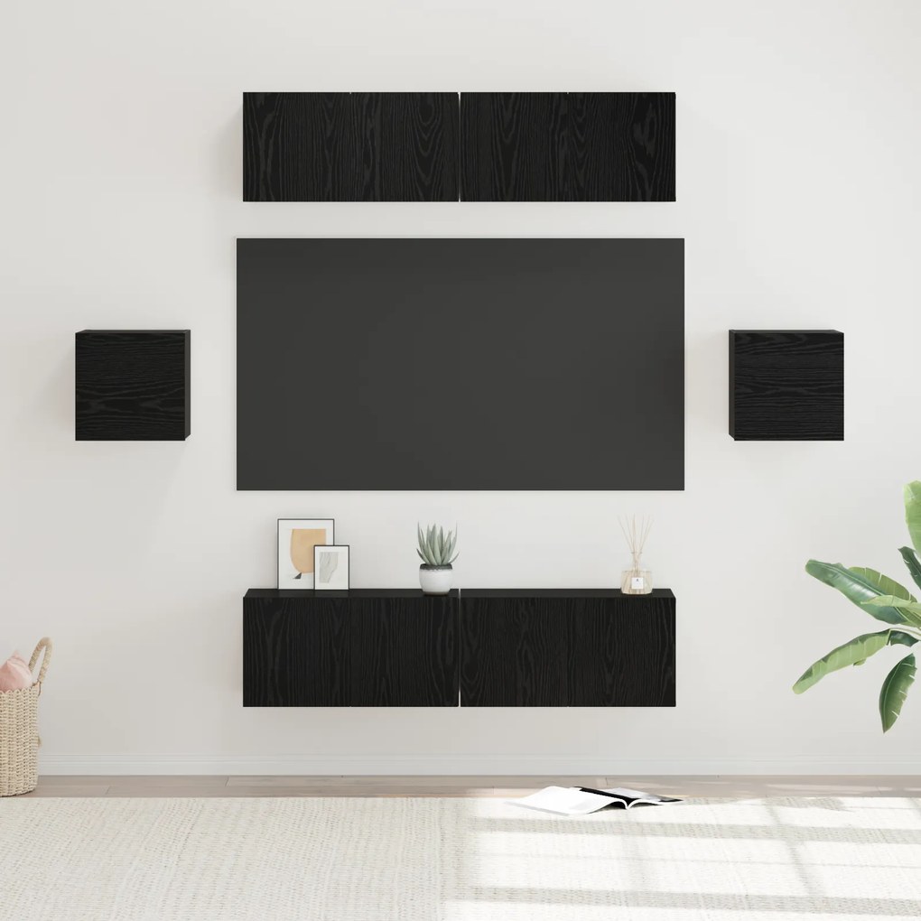 vidaXL Conjunto de móvel de TV 6 pcs Carvalho Preto 60 x 30 x 30 cm